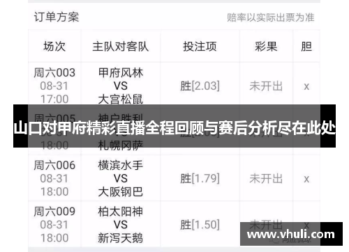 山口对甲府精彩直播全程回顾与赛后分析尽在此处